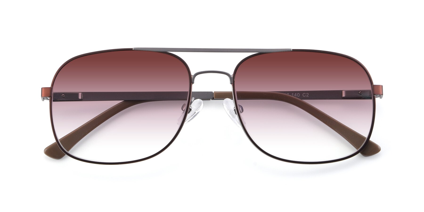 Folded Front of 9487 in Brown-Silver with Garnet Gradient Lenses