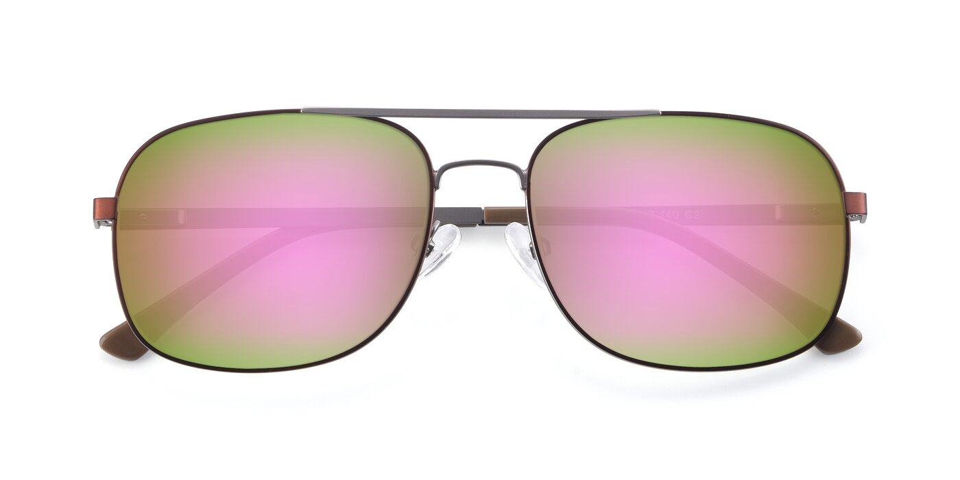 9487 - Brown / Silver Flash Mirrored Sunglasses