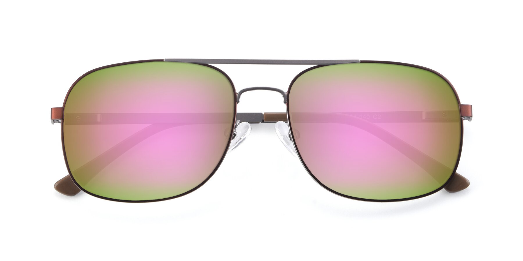 Folded Front of 9487 in Brown-Silver with Pink Mirrored Lenses