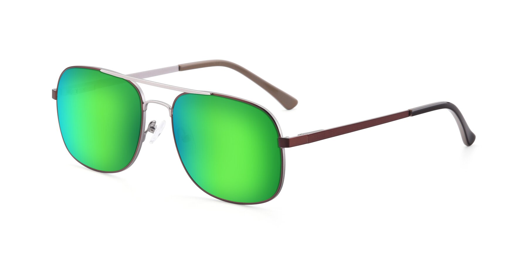 Angle of 9487 in Brown-Silver with Green Mirrored Lenses
