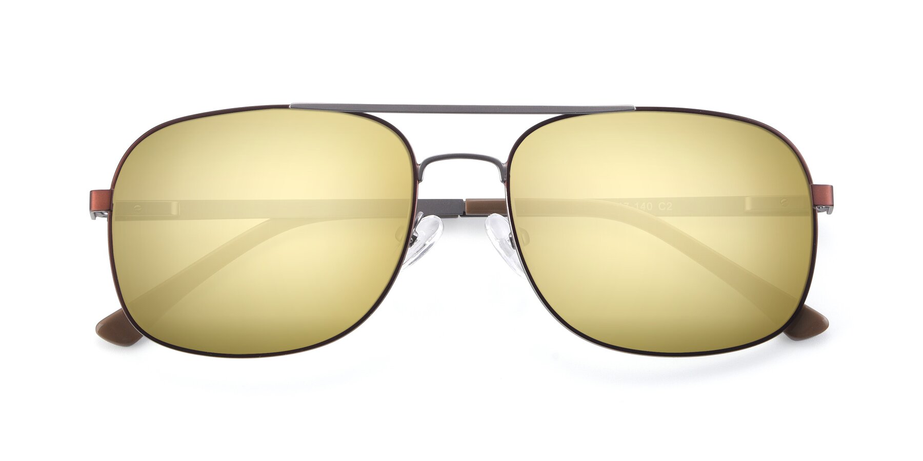 Folded Front of 9487 in Brown-Silver with Gold Mirrored Lenses