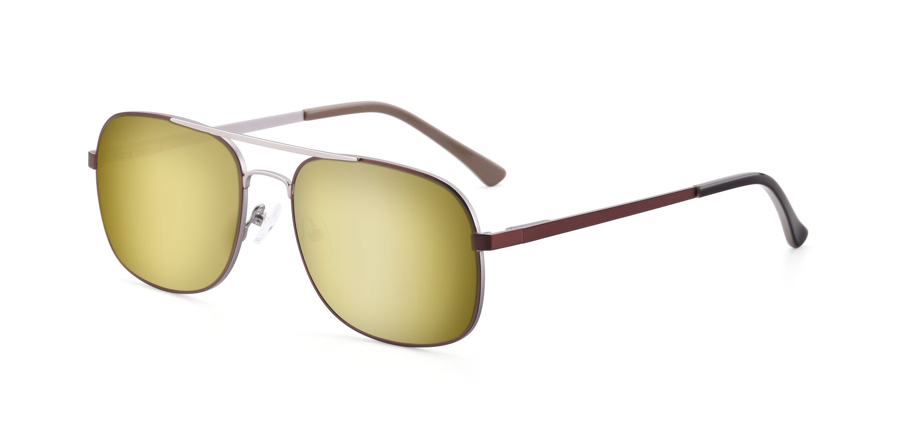 Angle of 9487 in Brown-Silver with Gold Mirrored Lenses