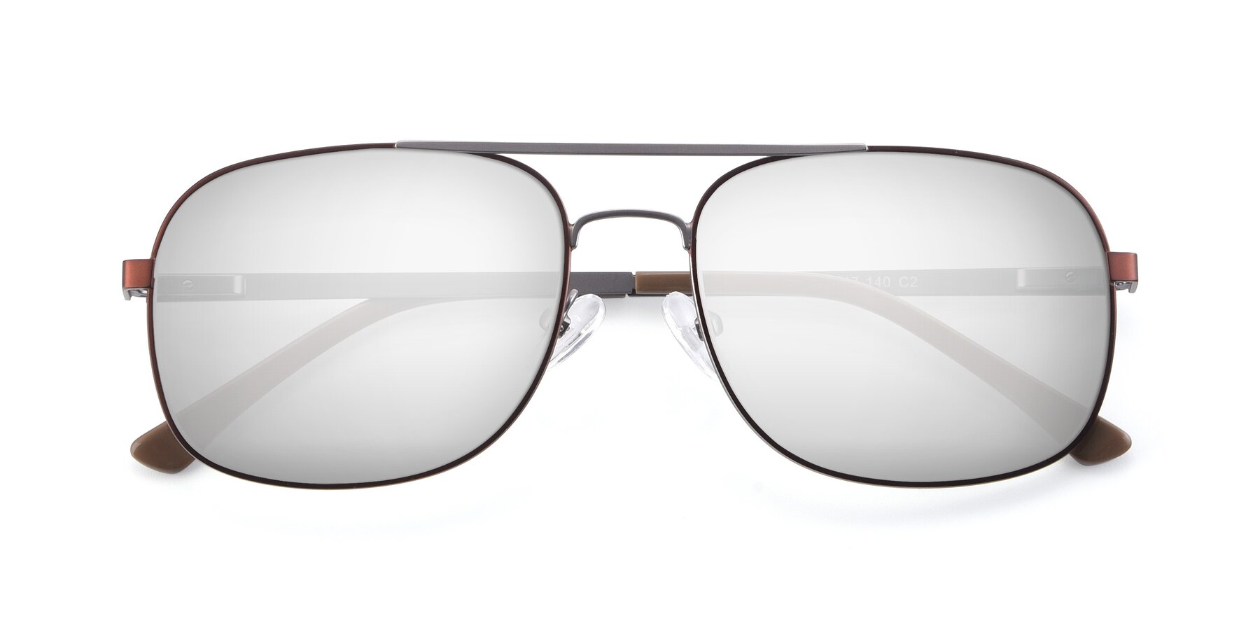 Folded Front of 9487 in Brown-Silver with Silver Mirrored Lenses