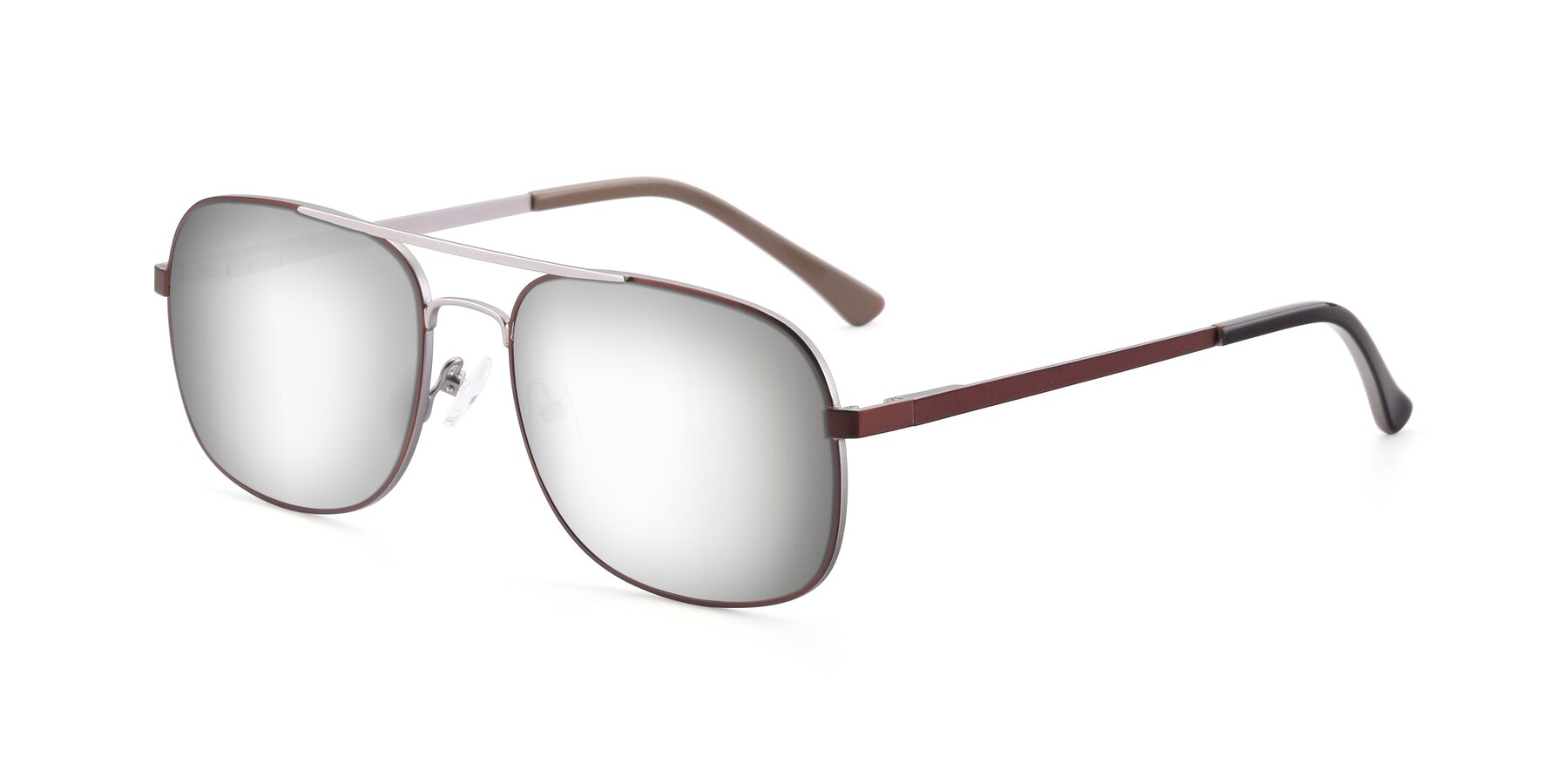 Angle of 9487 in Brown-Silver with Silver Mirrored Lenses