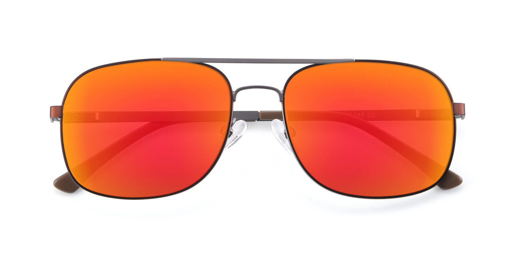 Folded Front of 9487 in Brown-Silver with Red Gold Mirrored Lenses