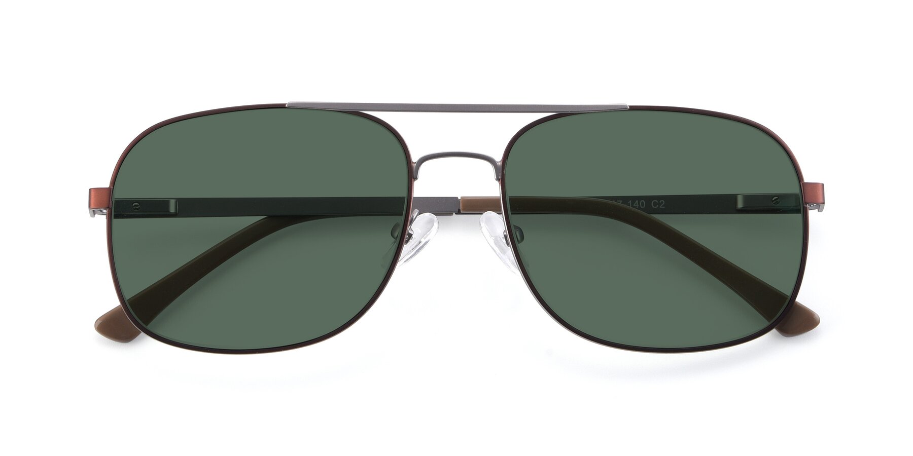 Folded Front of 9487 in Brown-Silver with Green Polarized Lenses
