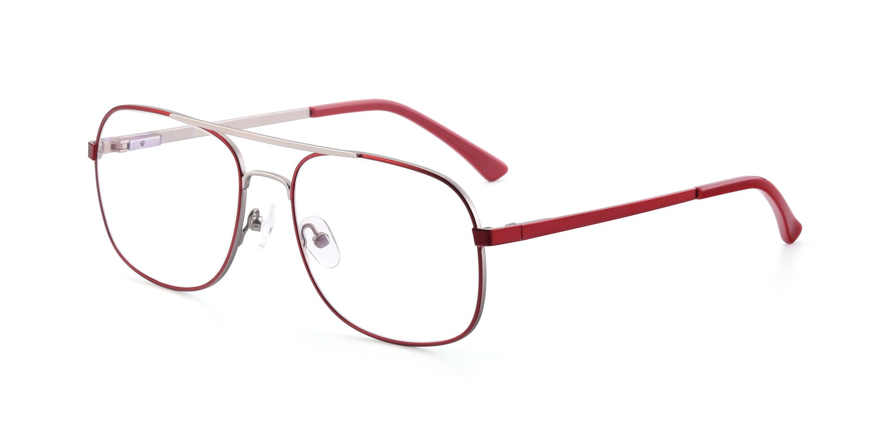 Angle of 9487 in Wine-Silver with Clear Reading Eyeglass Lenses