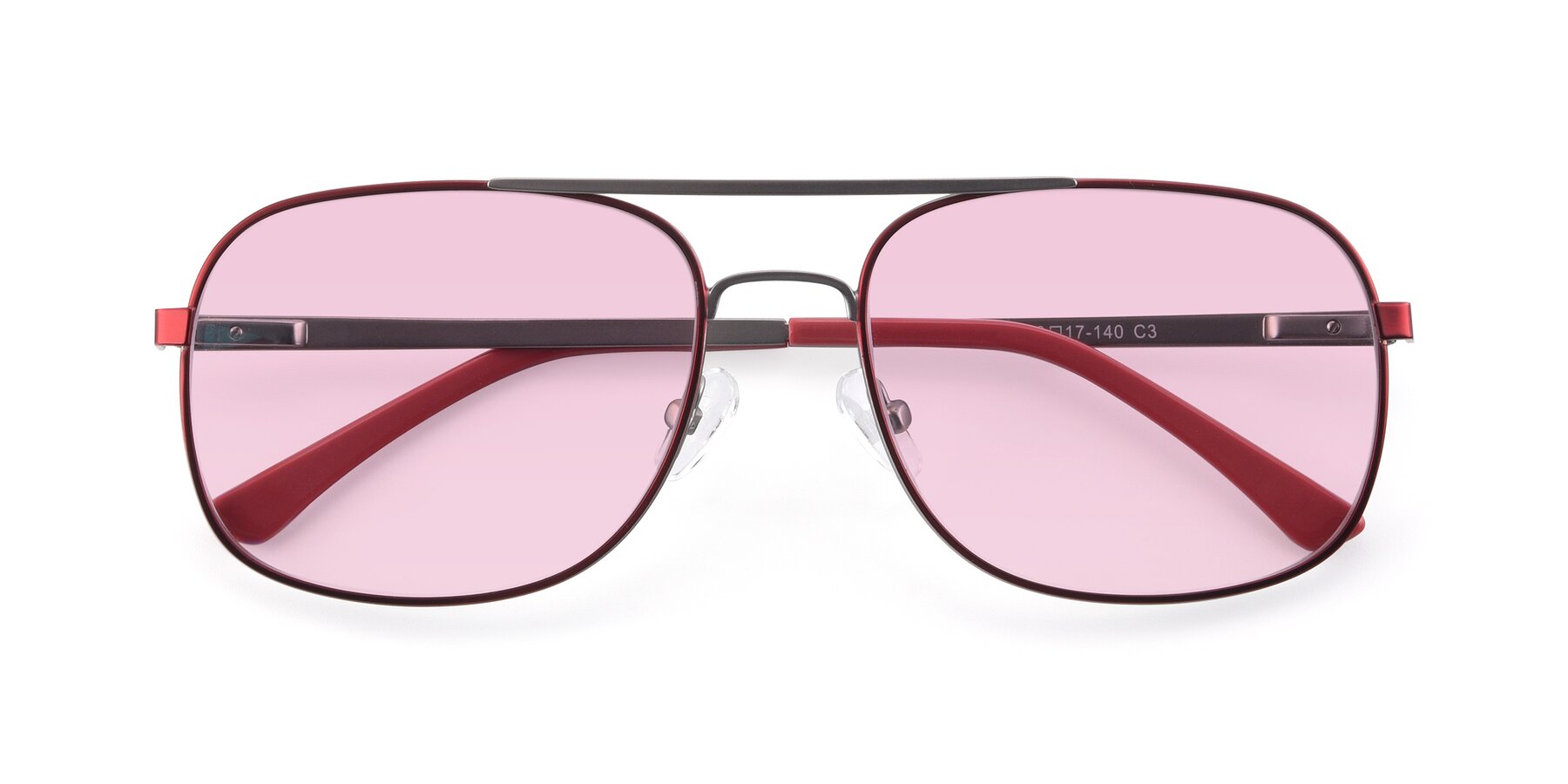 Folded Front of 9487 in Wine-Silver with Light Pink Tinted Lenses