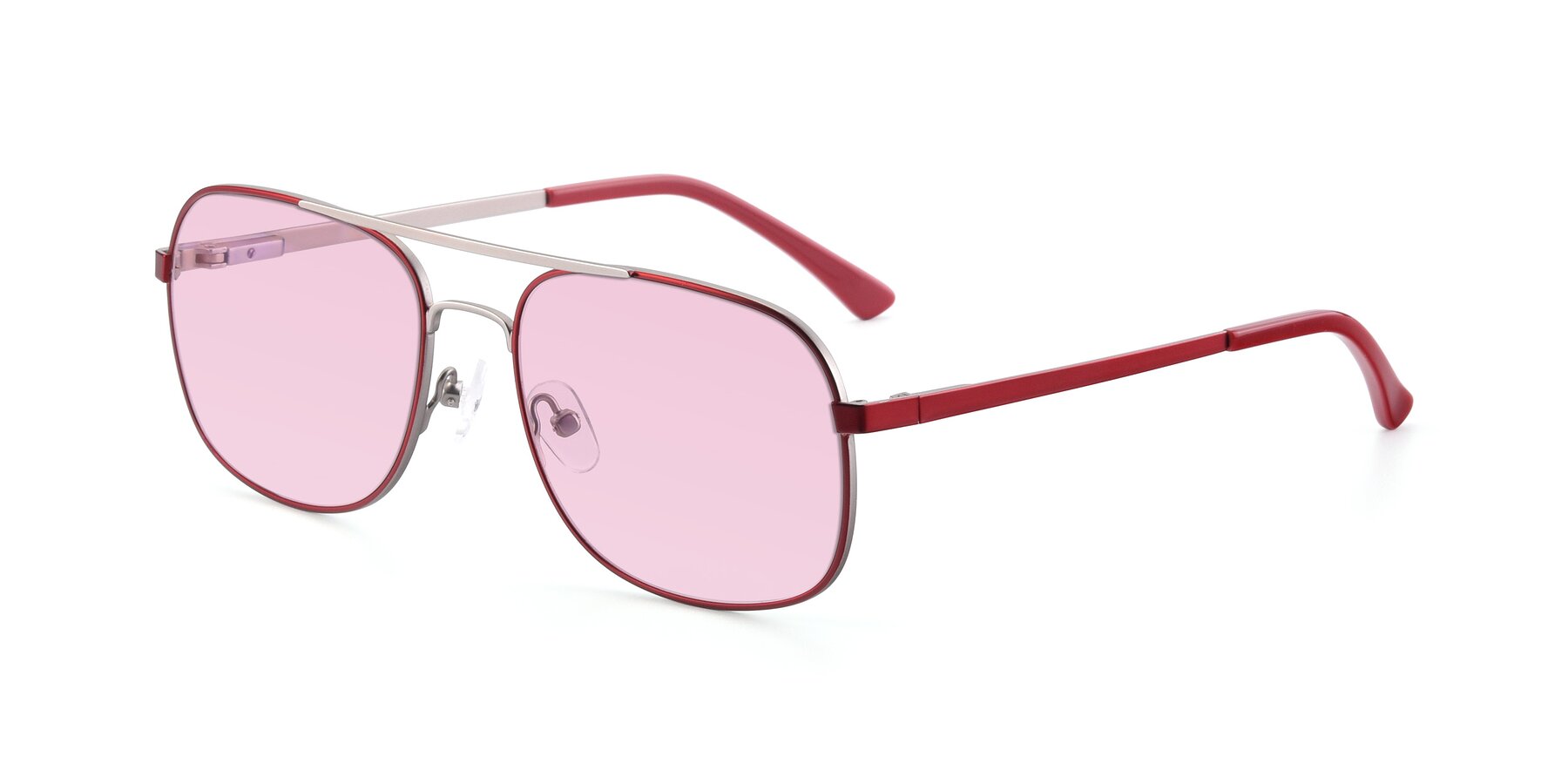 Angle of 9487 in Wine-Silver with Light Pink Tinted Lenses