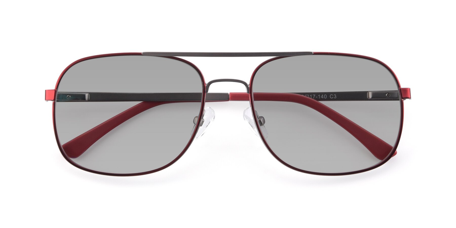 Folded Front of 9487 in Wine-Silver with Light Gray Tinted Lenses