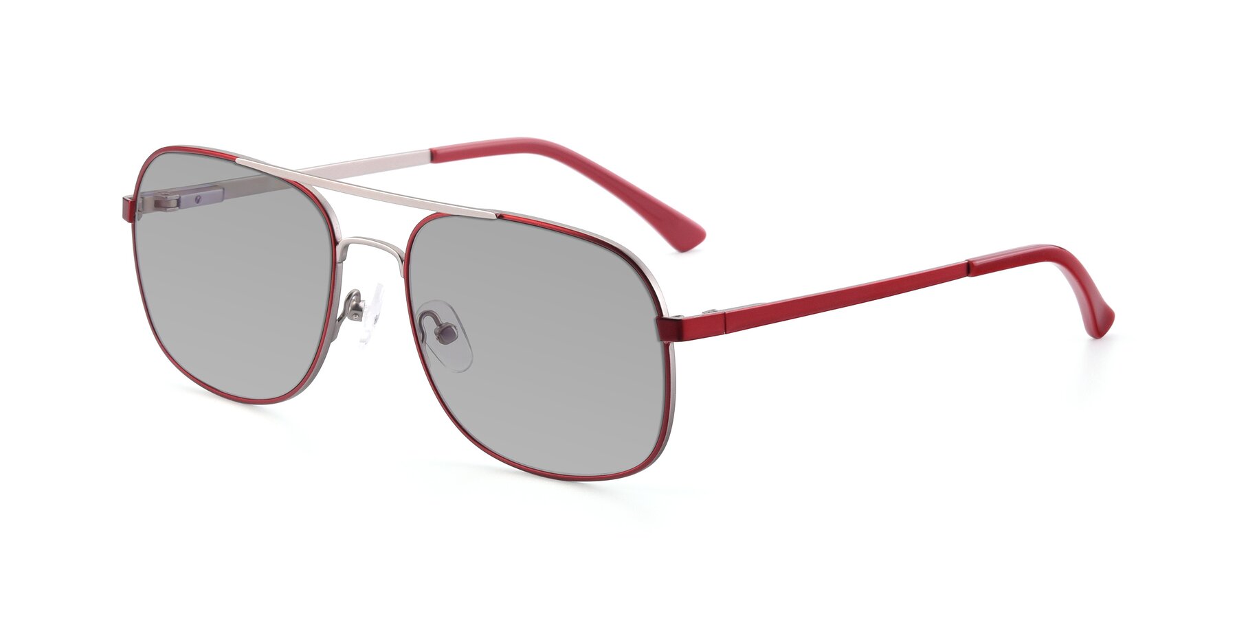 Angle of 9487 in Wine-Silver with Light Gray Tinted Lenses