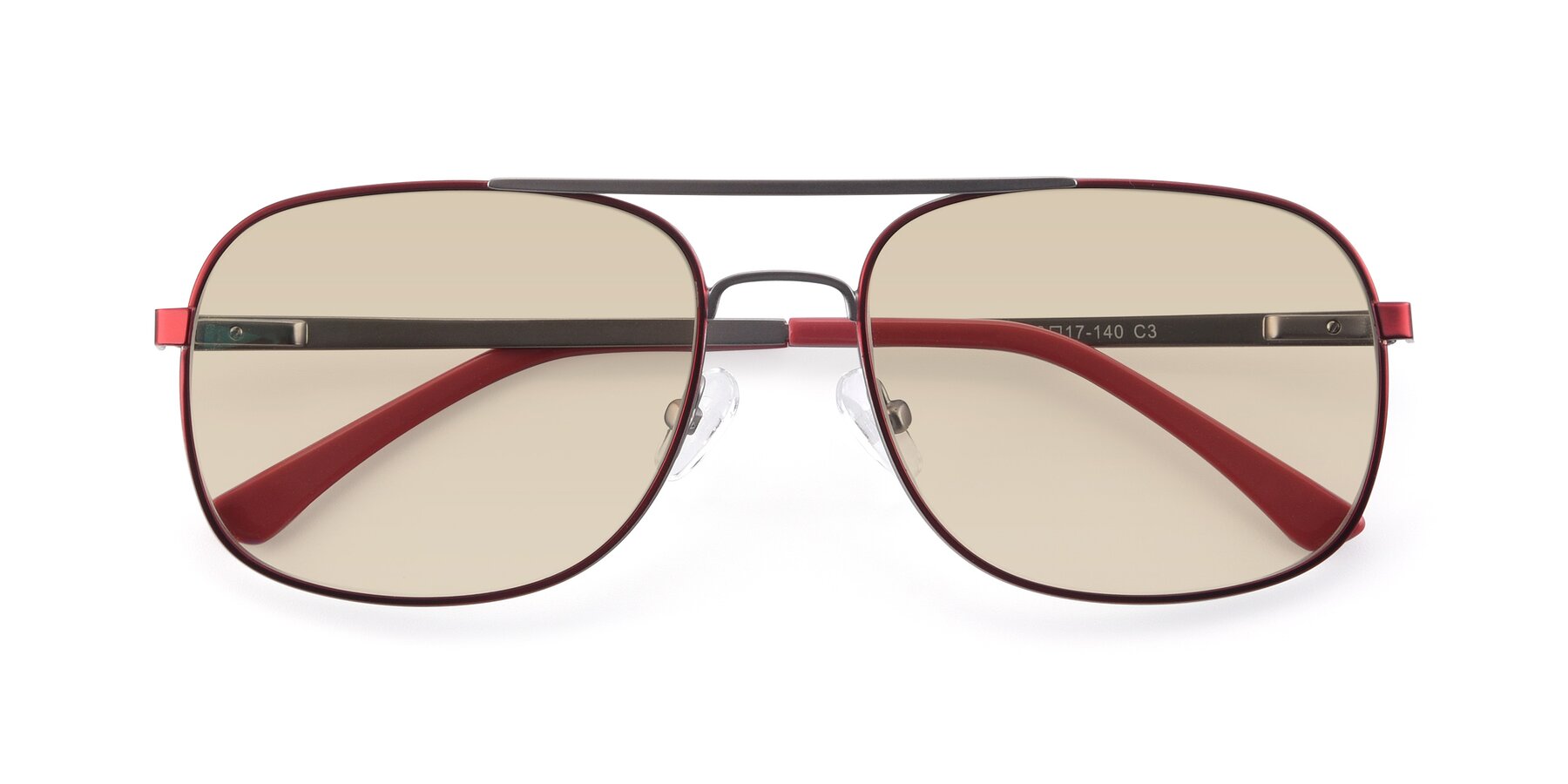 Folded Front of 9487 in Wine-Silver with Light Brown Tinted Lenses