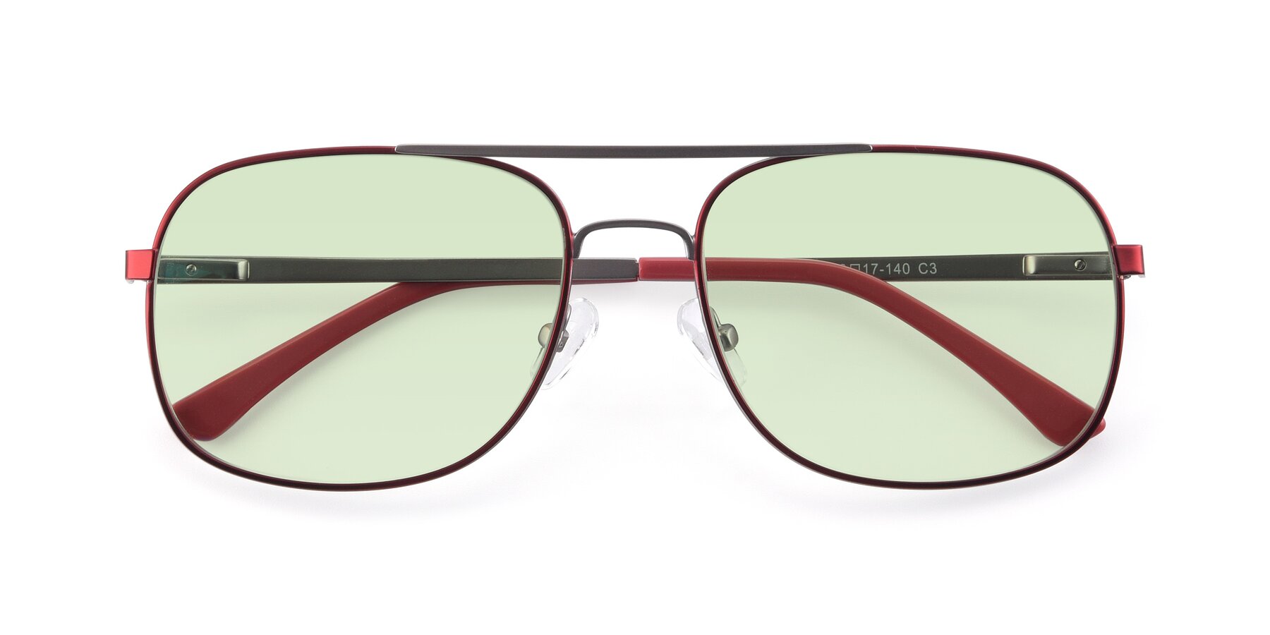 Folded Front of 9487 in Wine-Silver with Light Green Tinted Lenses