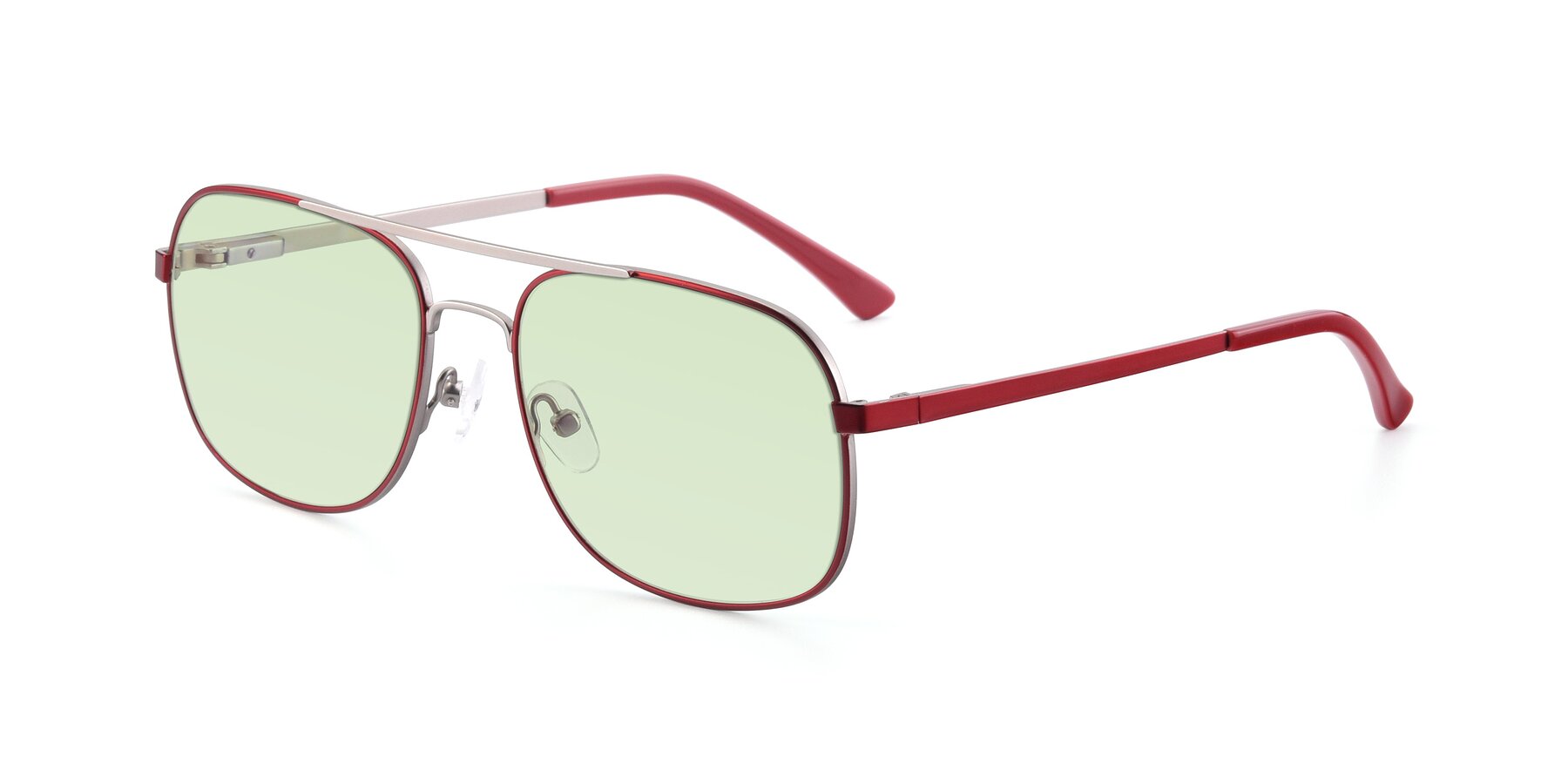 Angle of 9487 in Wine-Silver with Light Green Tinted Lenses
