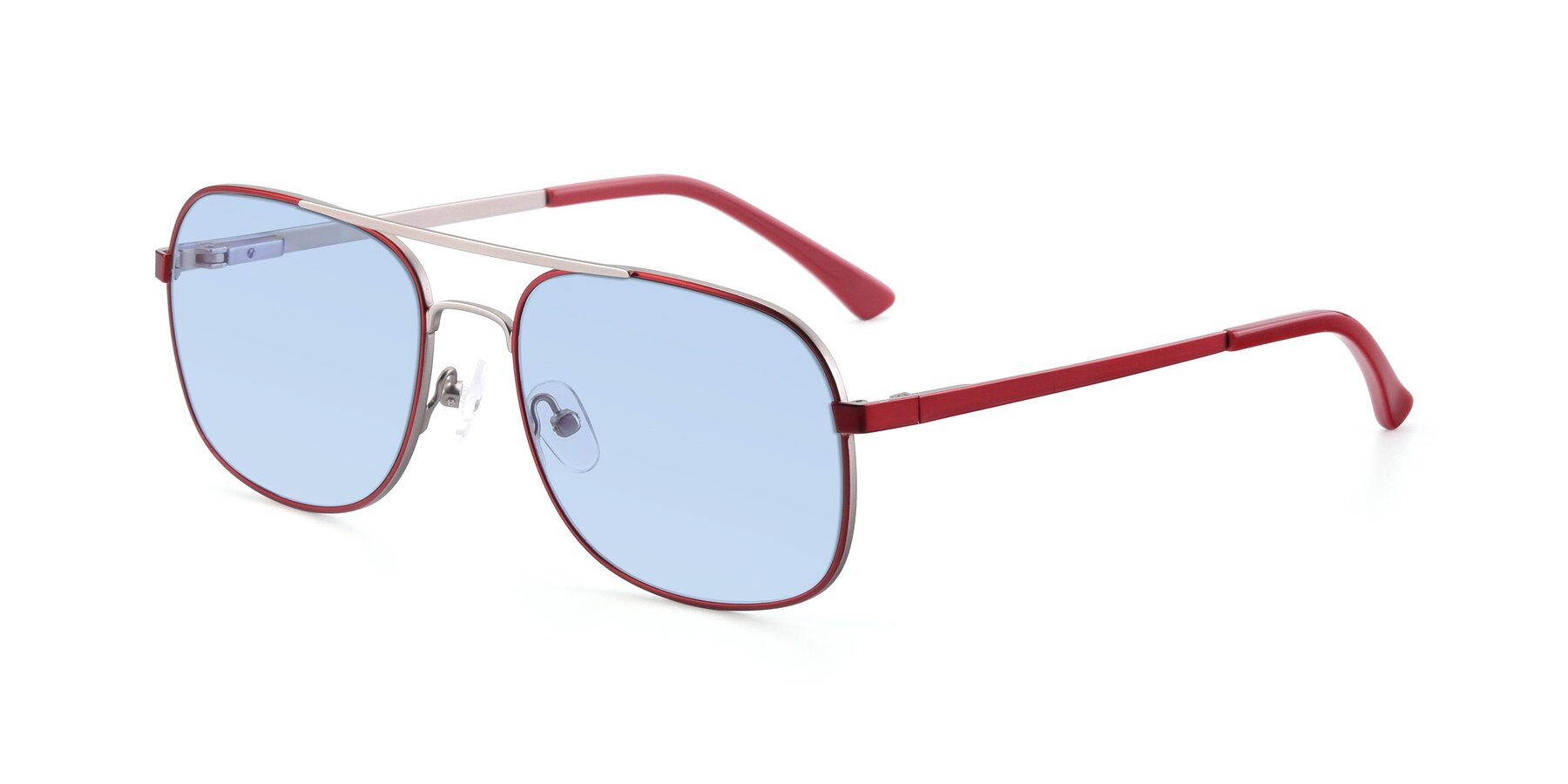 Angle of 9487 in Wine-Silver with Light Blue Tinted Lenses