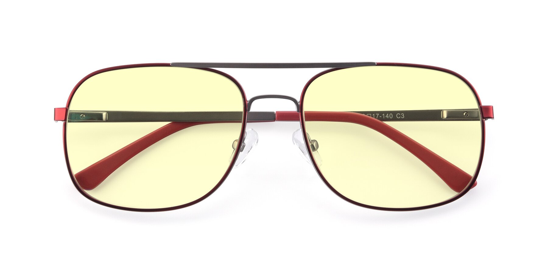 Folded Front of 9487 in Wine-Silver with Light Yellow Tinted Lenses