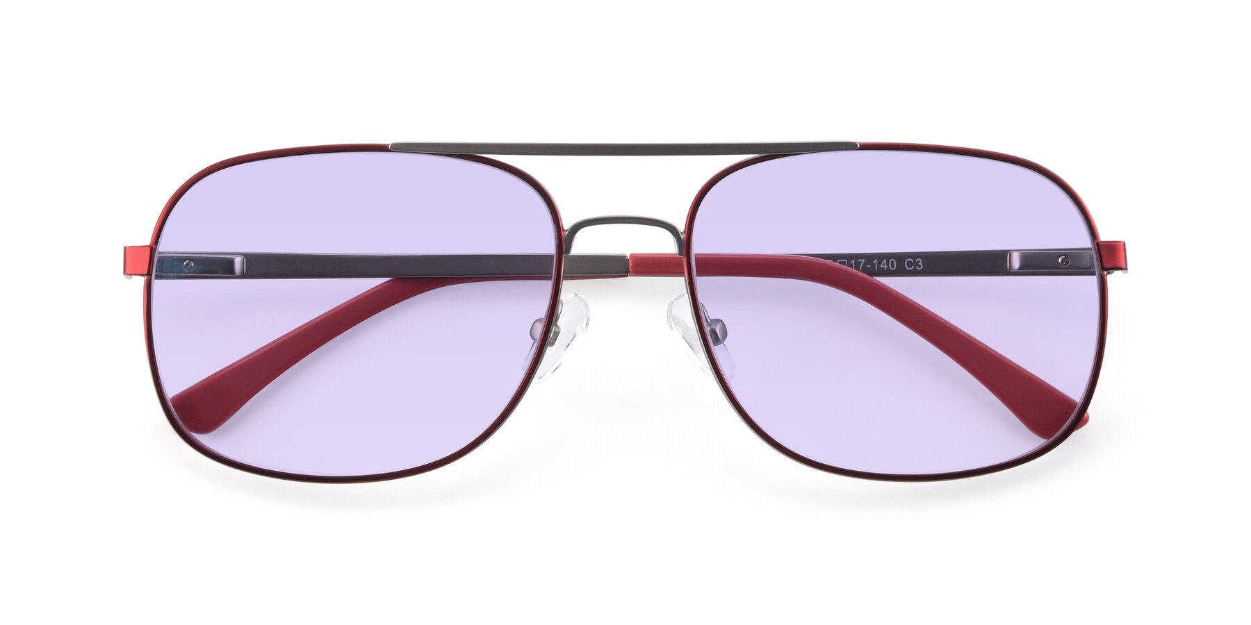 Folded Front of 9487 in Wine-Silver with Light Purple Tinted Lenses