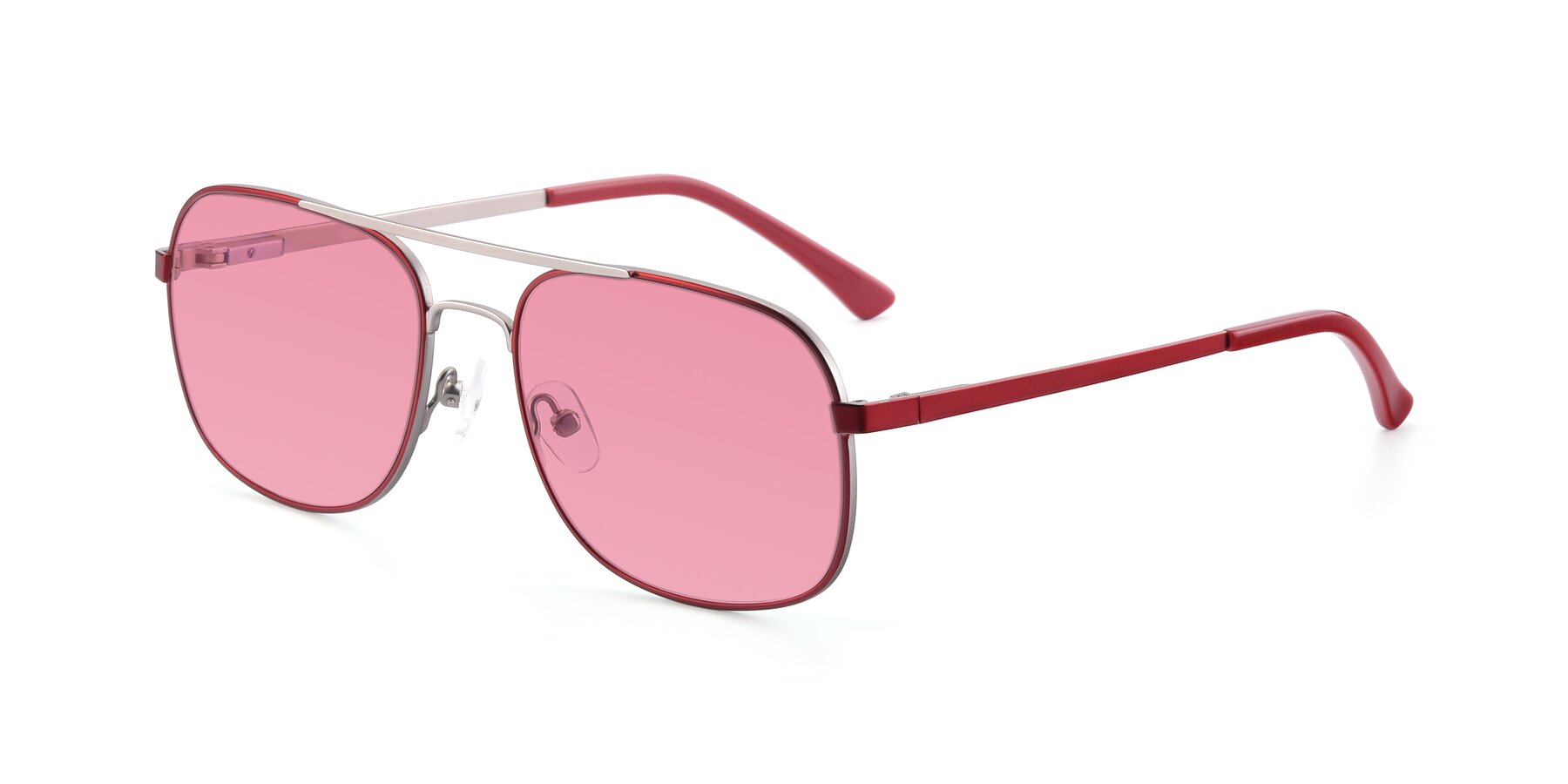 Angle of 9487 in Wine-Silver with Pink Tinted Lenses