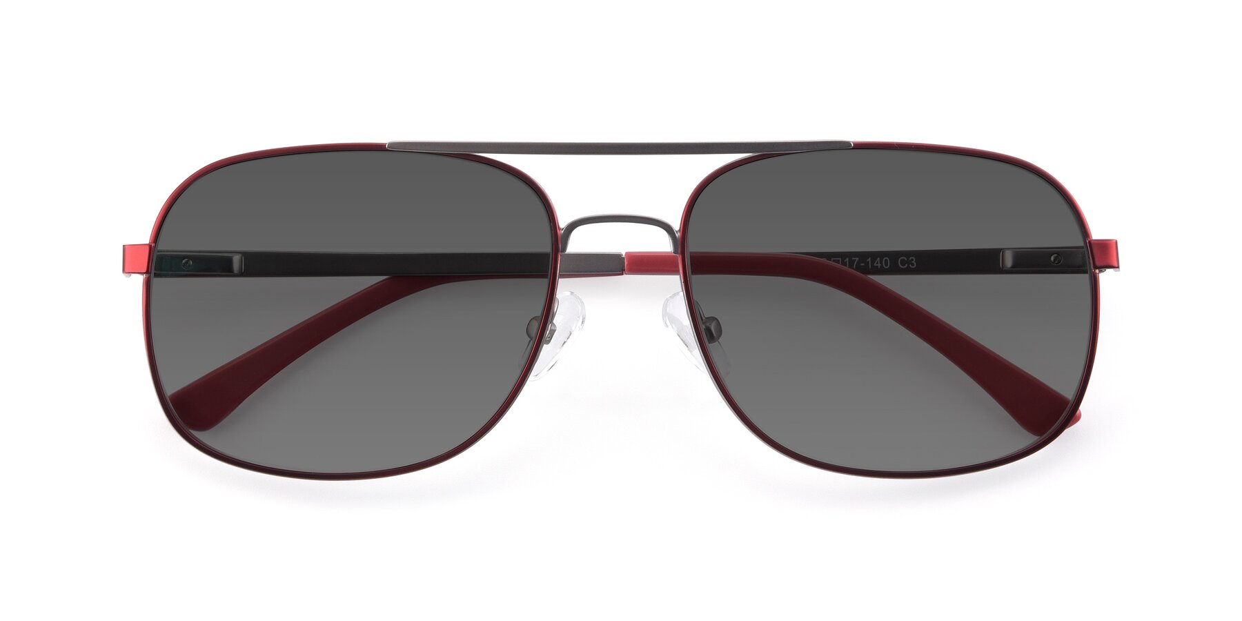 Folded Front of 9487 in Wine-Silver with Medium Gray Tinted Lenses