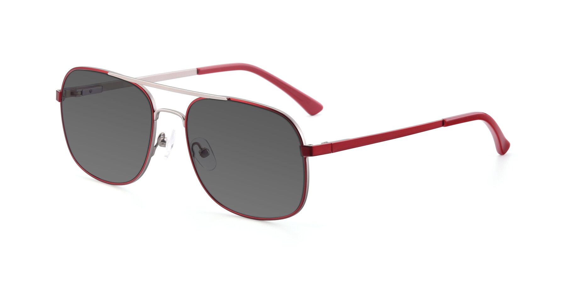 Angle of 9487 in Wine-Silver with Medium Gray Tinted Lenses