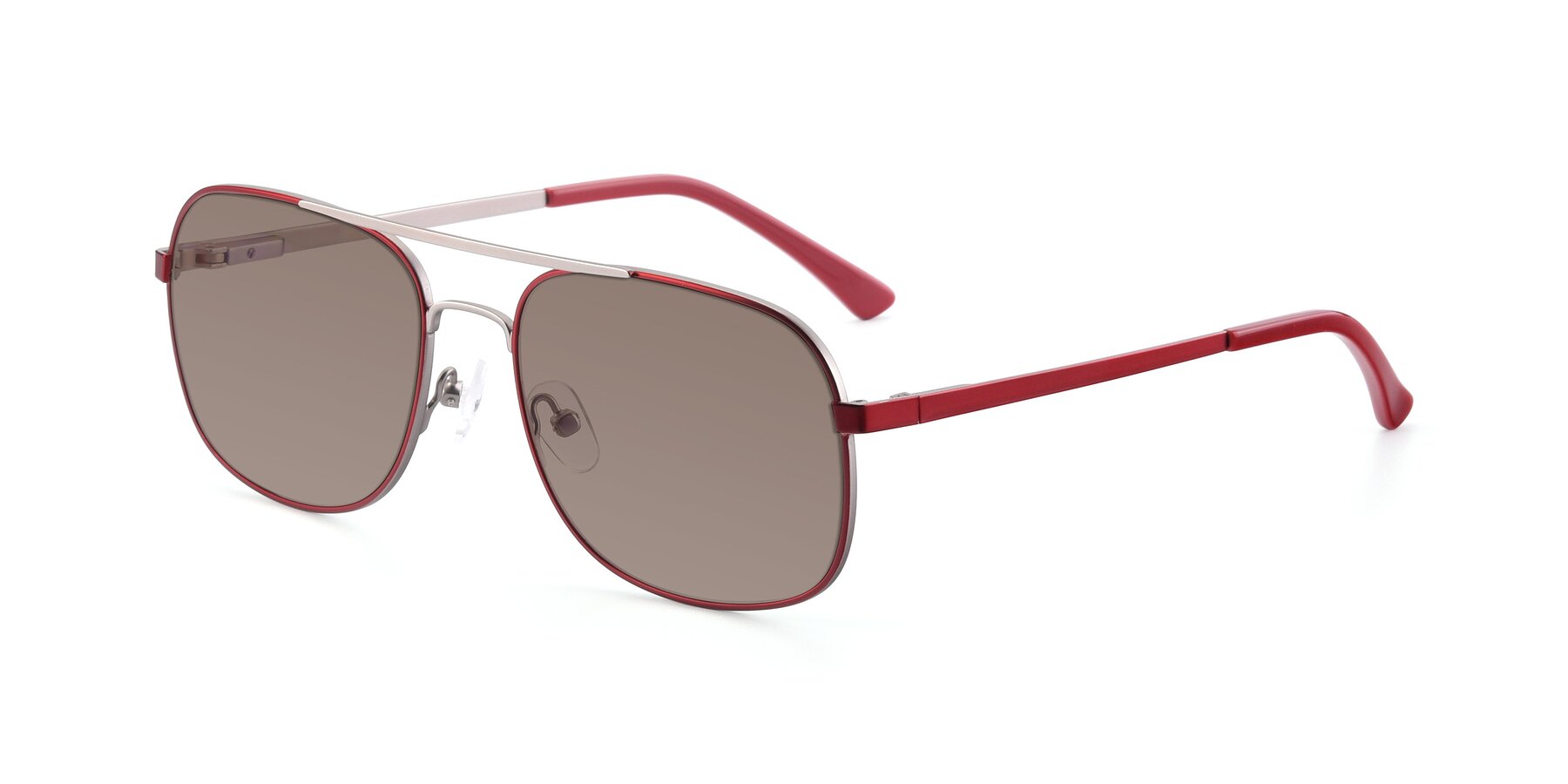 Angle of 9487 in Wine-Silver with Medium Brown Tinted Lenses