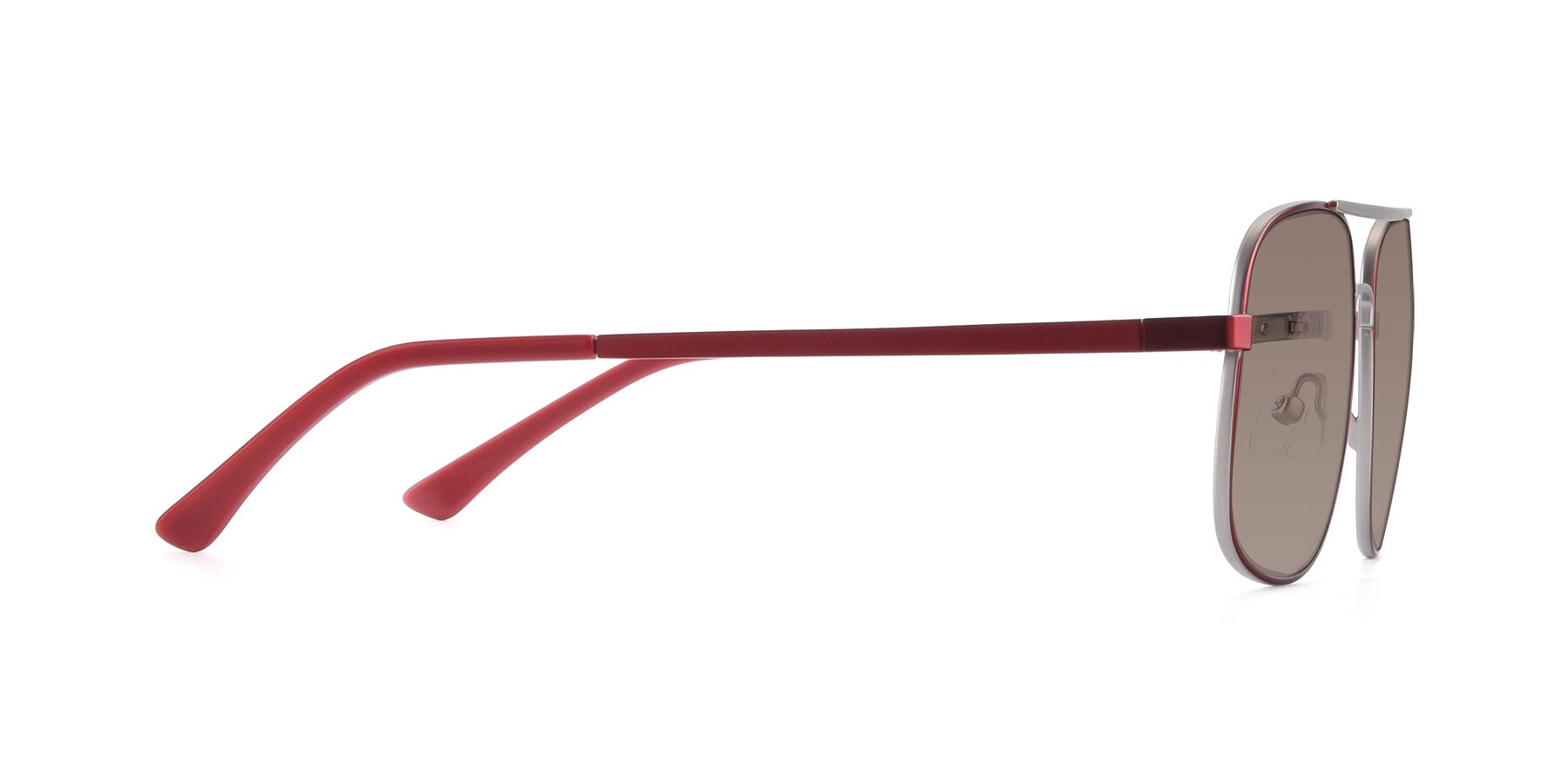 Side of 9487 in Wine-Silver with Medium Brown Tinted Lenses