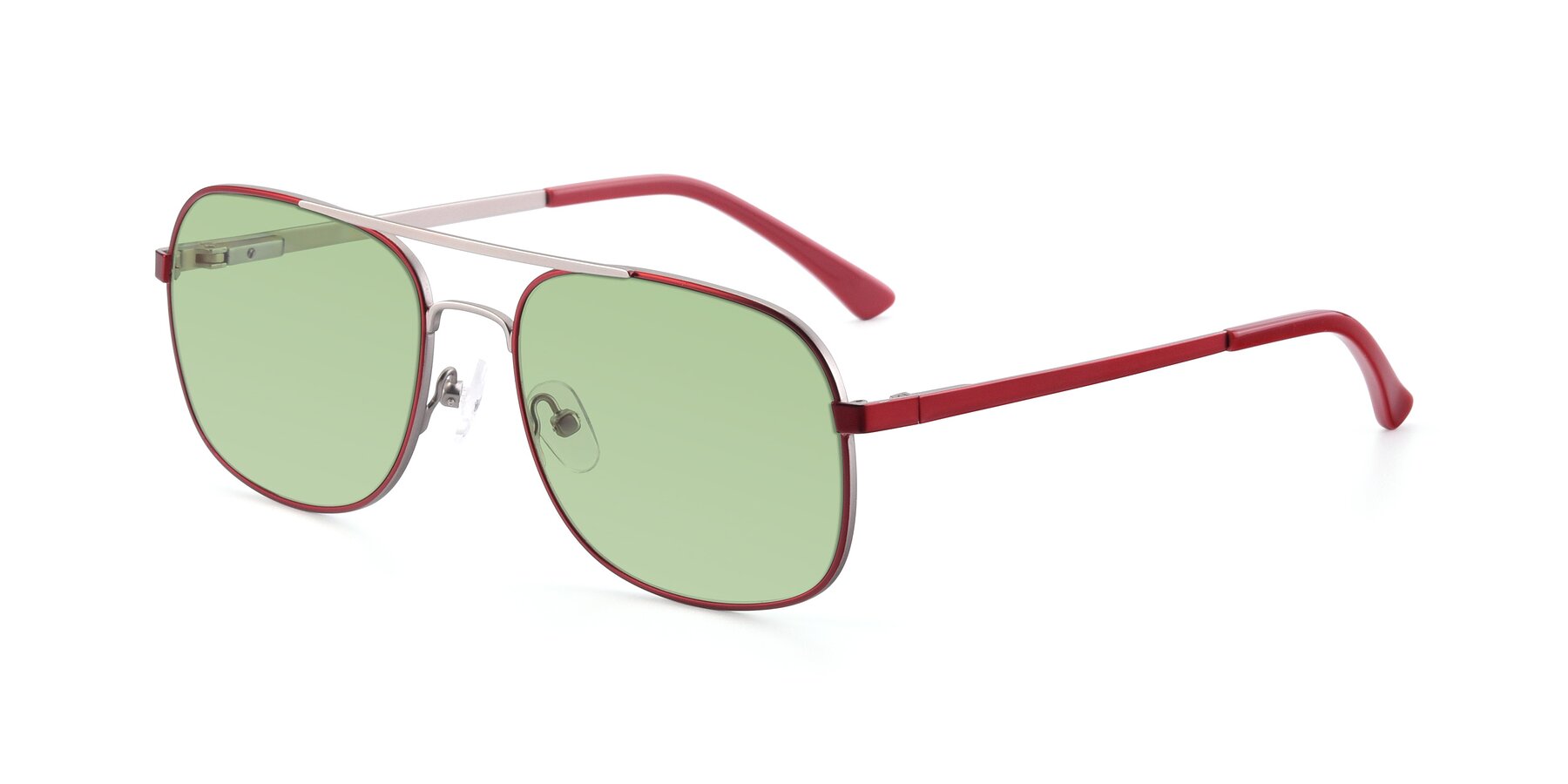 Angle of 9487 in Wine-Silver with Medium Green Tinted Lenses