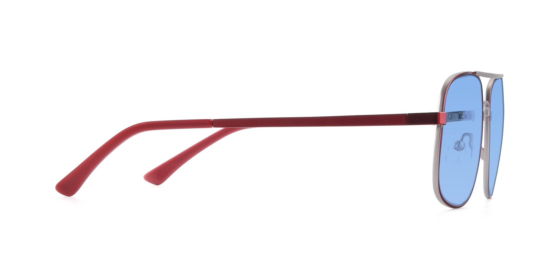 Side of 9487 in Wine-Silver with Medium Blue Tinted Lenses