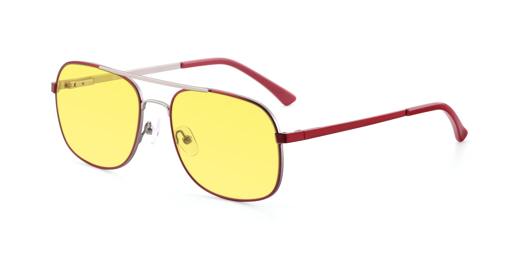 Angle of 9487 in Wine-Silver with Medium Yellow Tinted Lenses