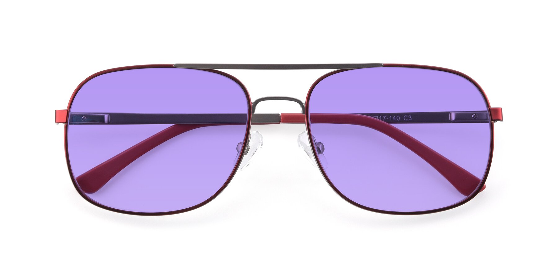 Folded Front of 9487 in Wine-Silver with Medium Purple Tinted Lenses