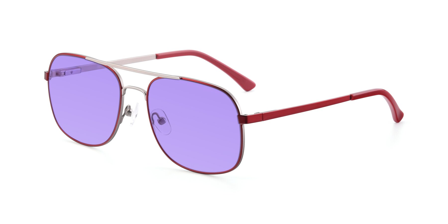 Angle of 9487 in Wine-Silver with Medium Purple Tinted Lenses