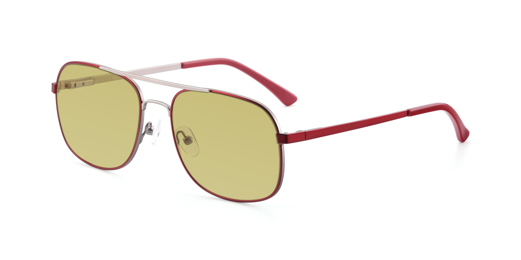 Angle of 9487 in Wine-Silver with Medium Champagne Tinted Lenses