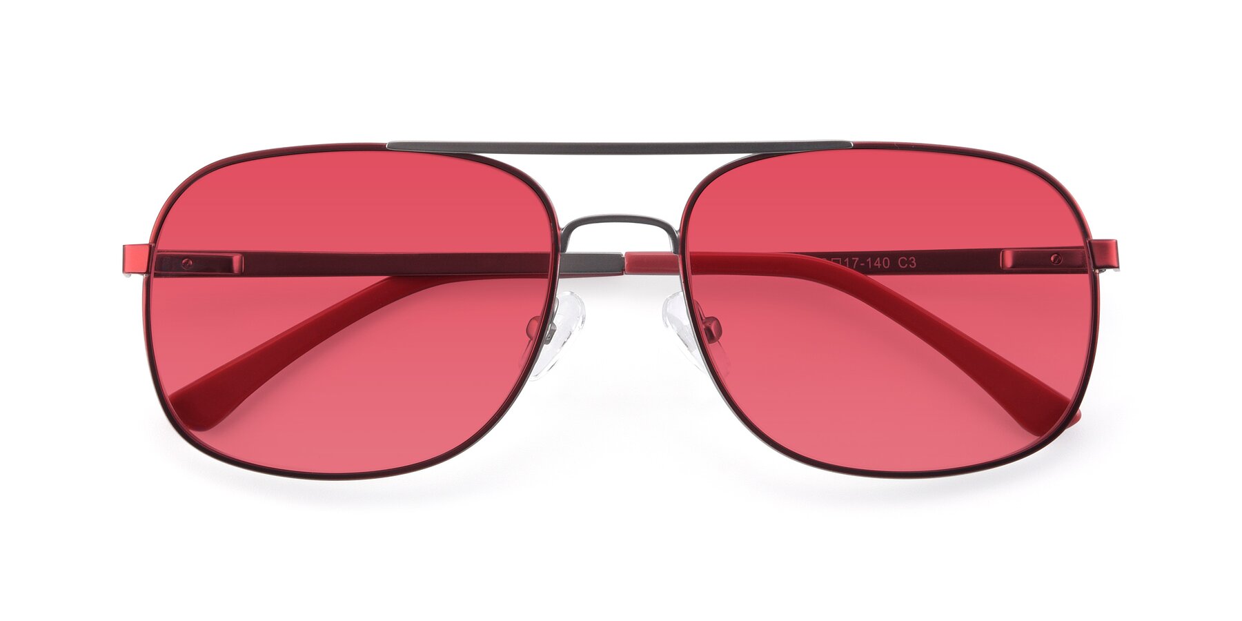 Folded Front of 9487 in Wine-Silver with Red Tinted Lenses