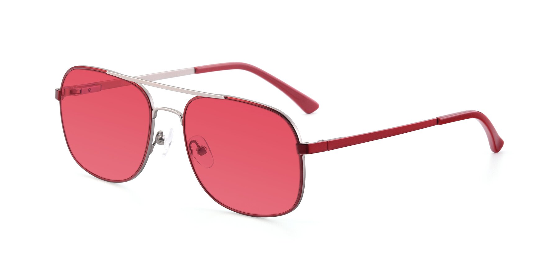 Angle of 9487 in Wine-Silver with Red Tinted Lenses