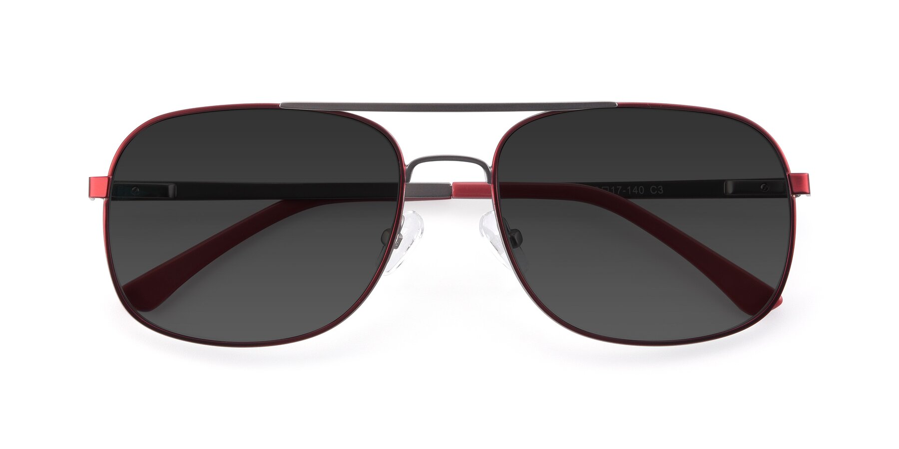 Folded Front of 9487 in Wine-Silver with Gray Tinted Lenses