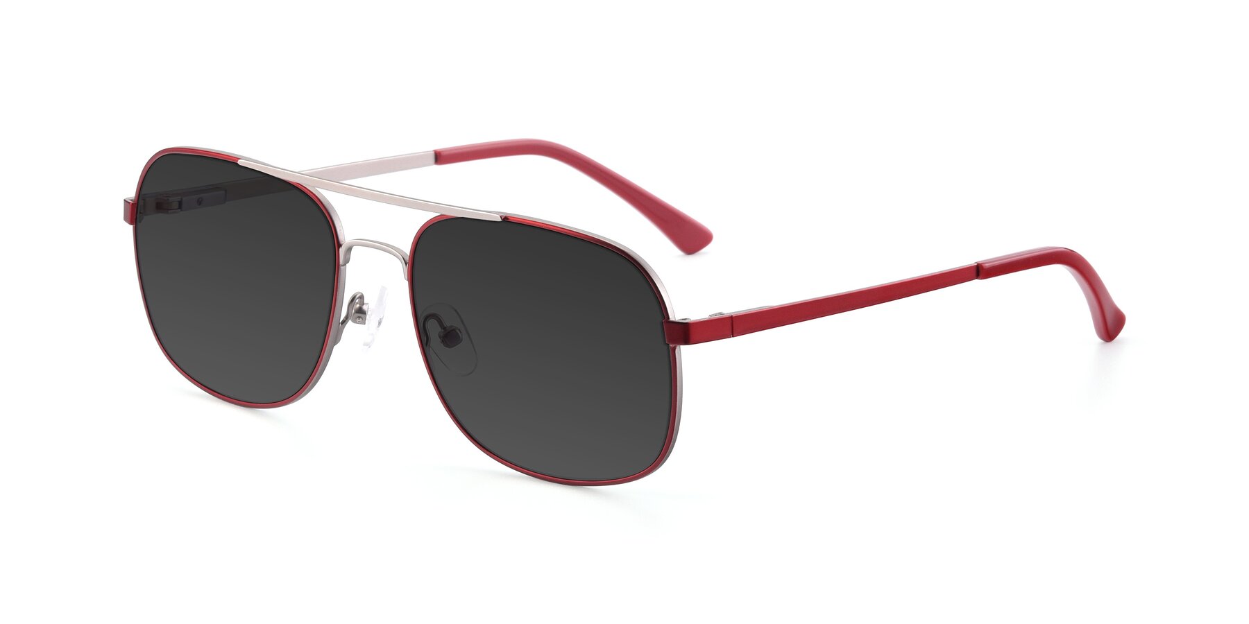 Angle of 9487 in Wine-Silver with Gray Tinted Lenses