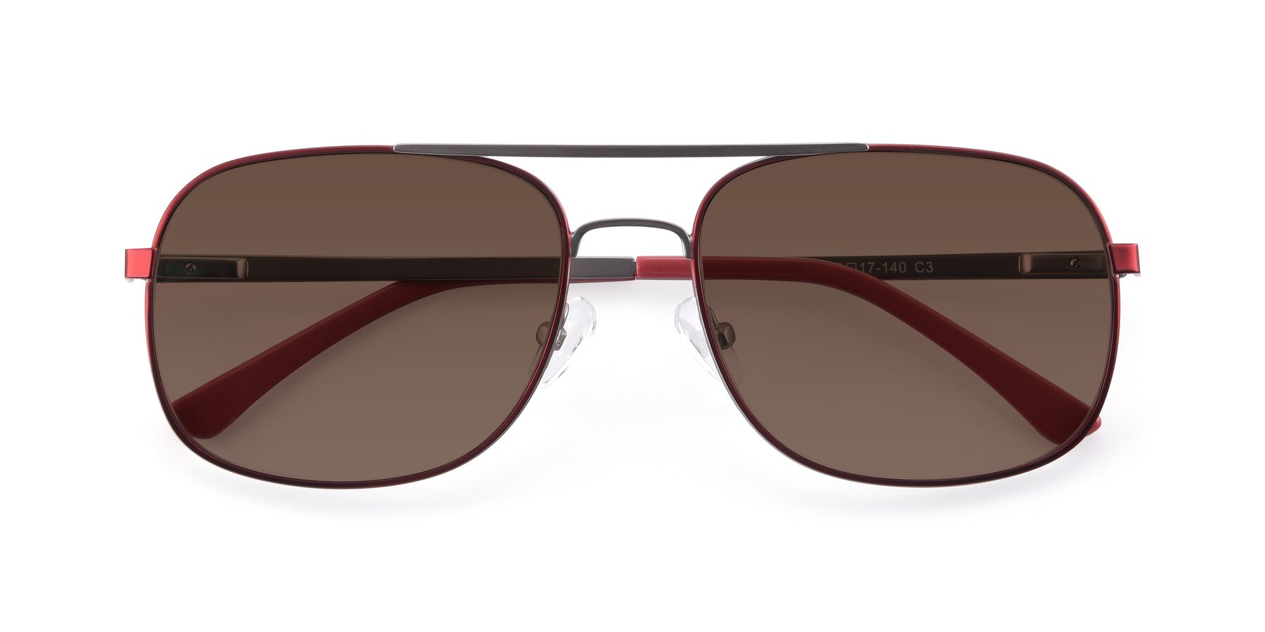 Folded Front of 9487 in Wine-Silver with Brown Tinted Lenses