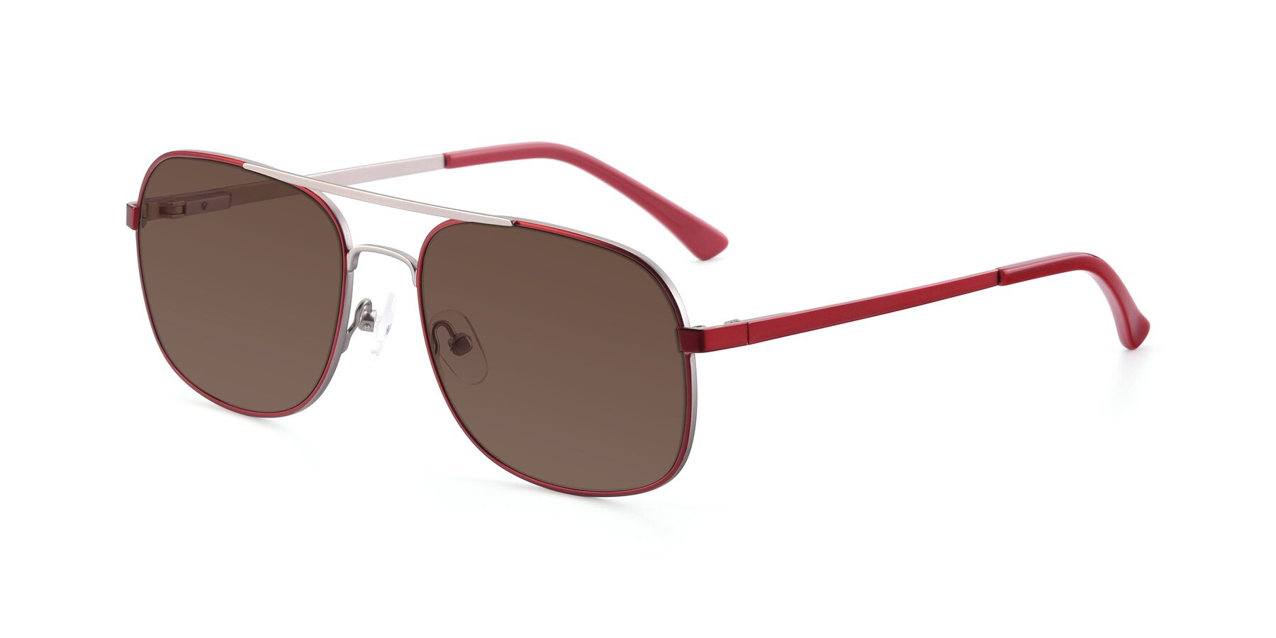 Angle of 9487 in Wine-Silver with Brown Tinted Lenses