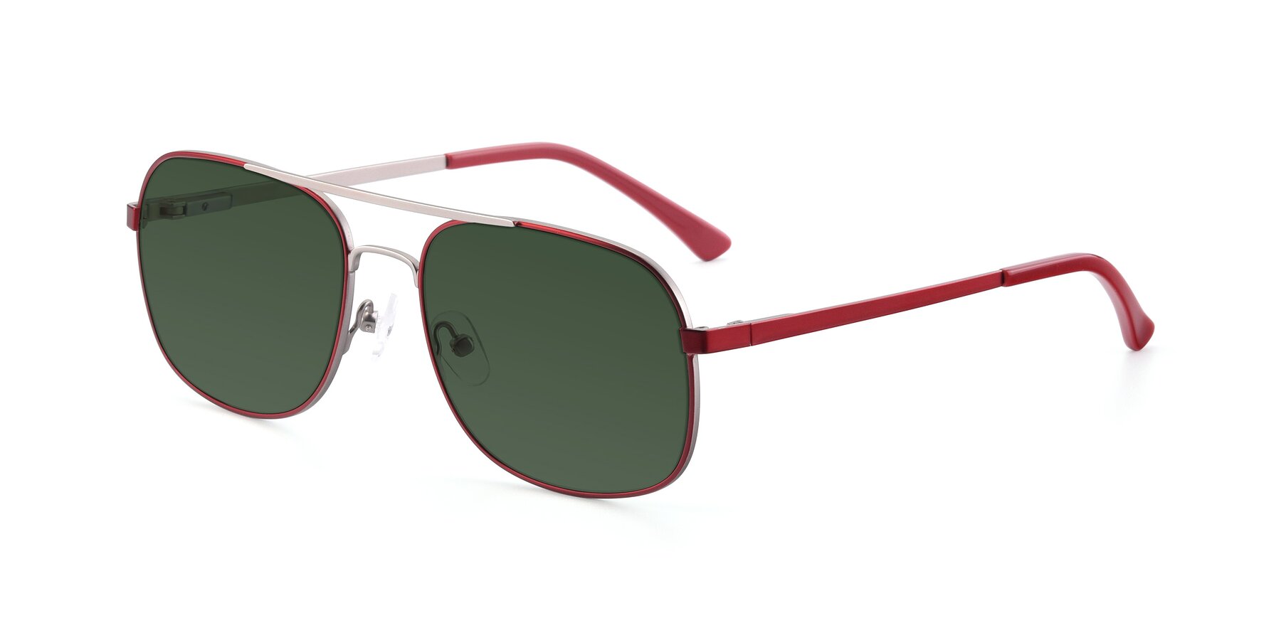 Angle of 9487 in Wine-Silver with Green Tinted Lenses