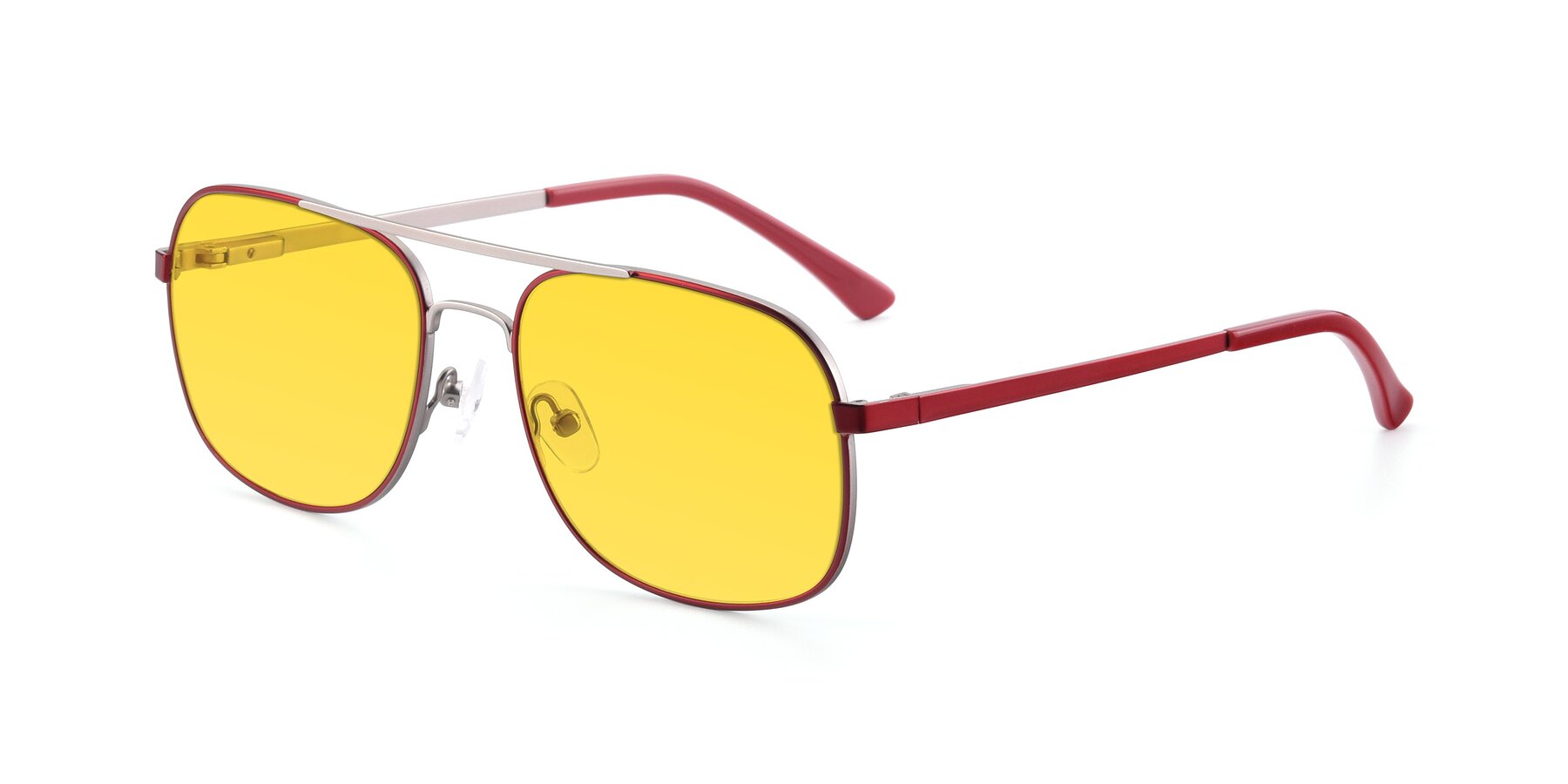 Angle of 9487 in Wine-Silver with Yellow Tinted Lenses