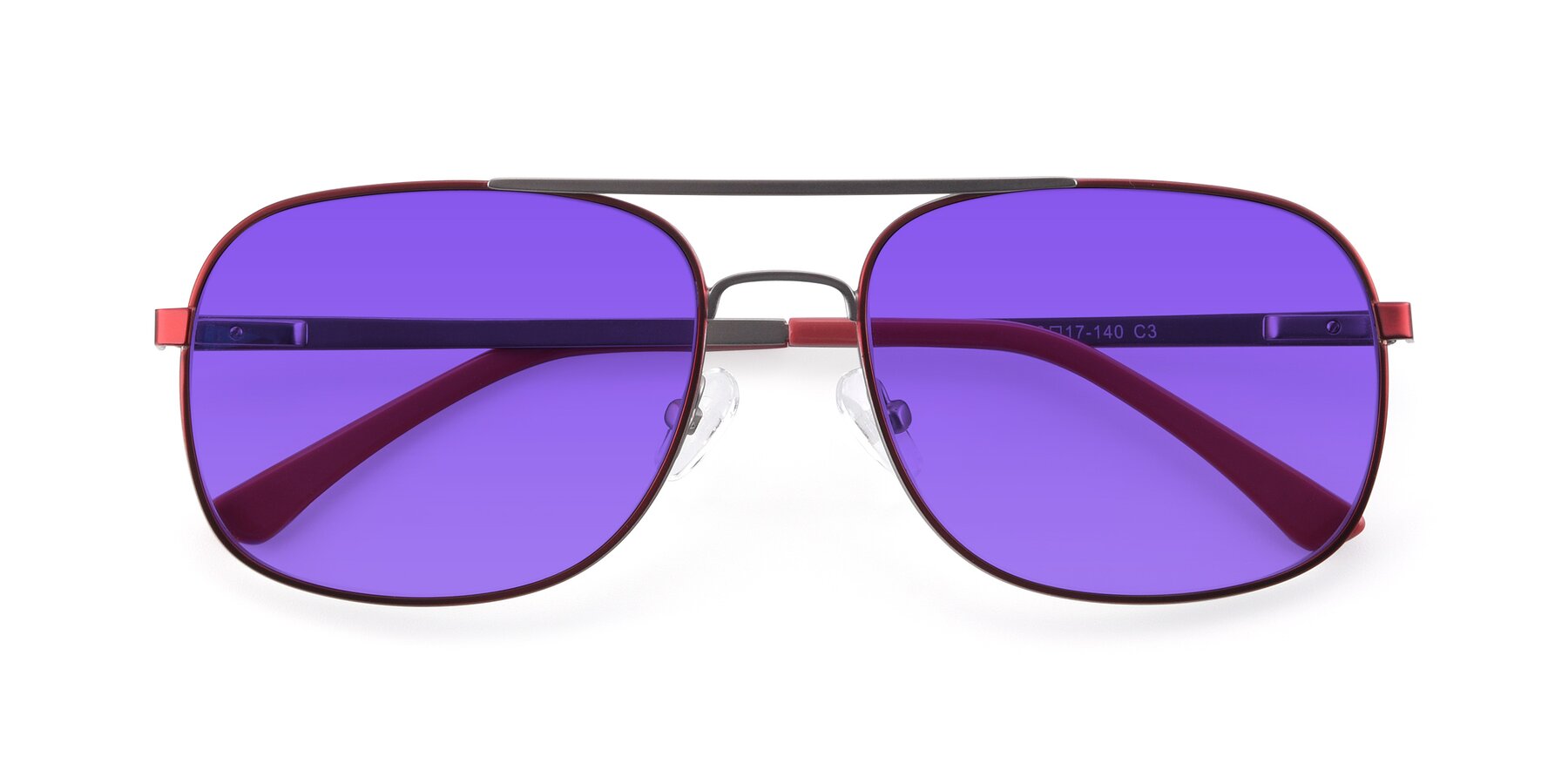 Folded Front of 9487 in Wine-Silver with Purple Tinted Lenses