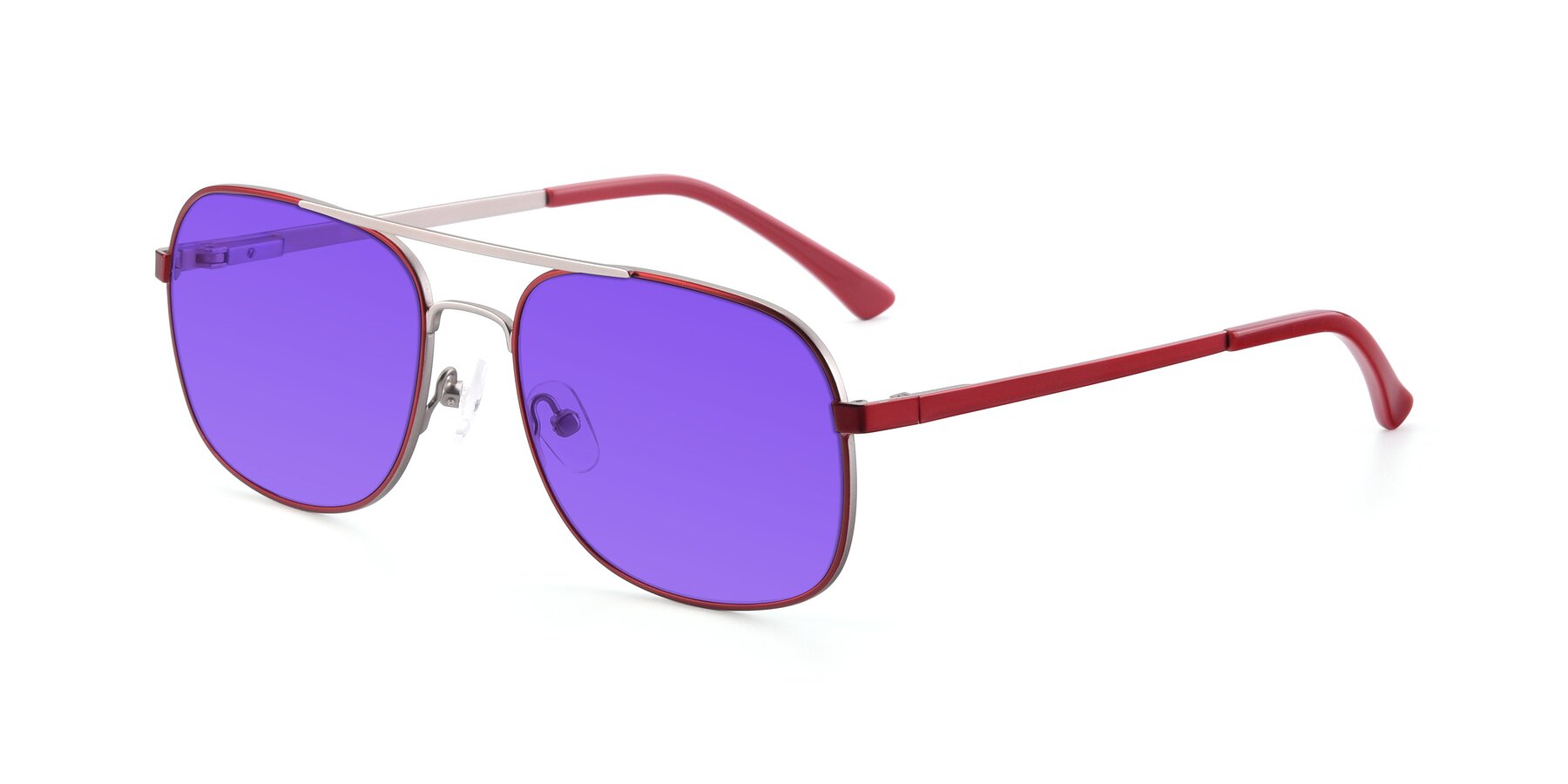 Angle of 9487 in Wine-Silver with Purple Tinted Lenses