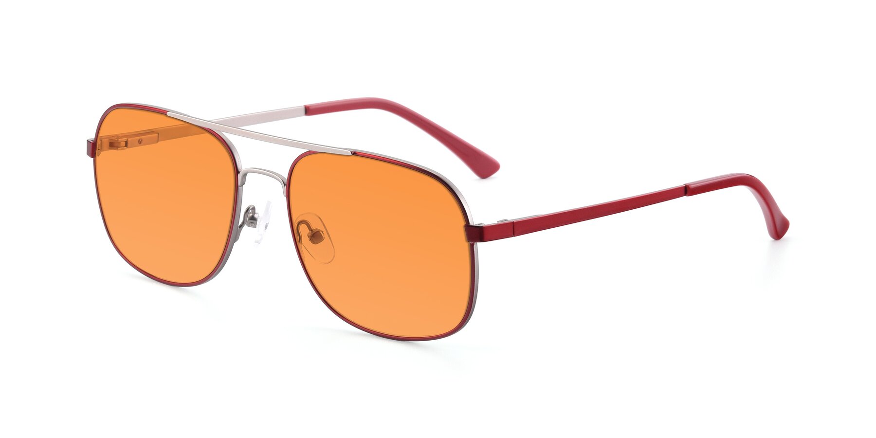 Angle of 9487 in Wine-Silver with Orange Tinted Lenses