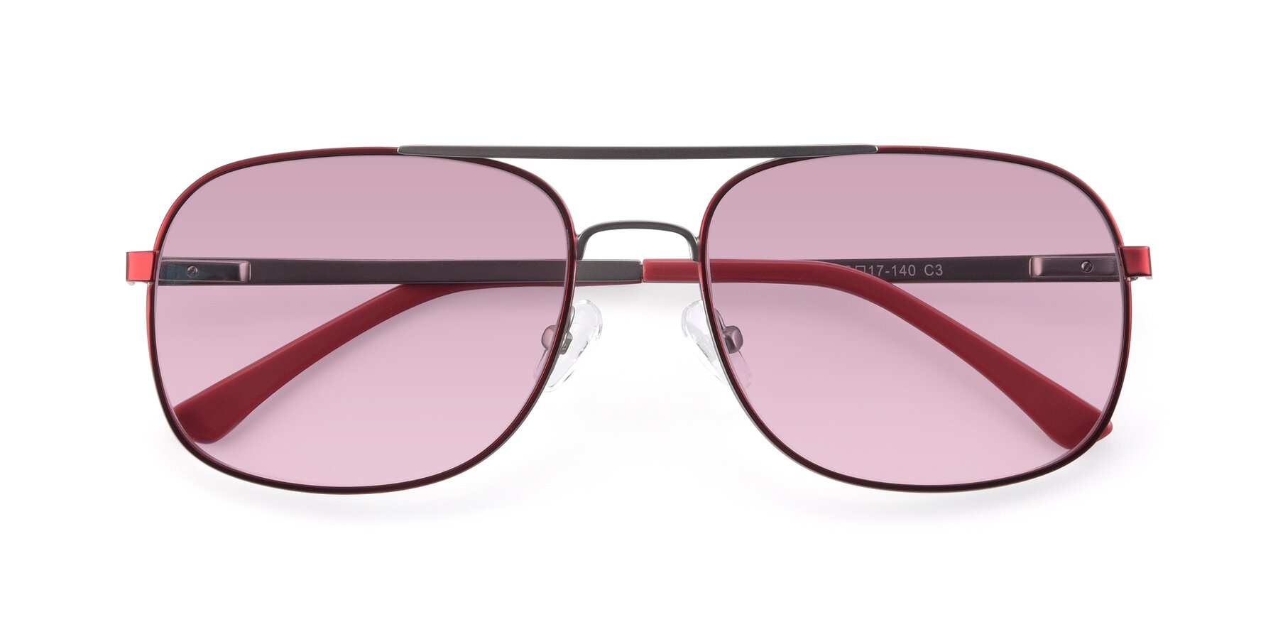 Folded Front of 9487 in Wine-Silver with Light Wine Tinted Lenses