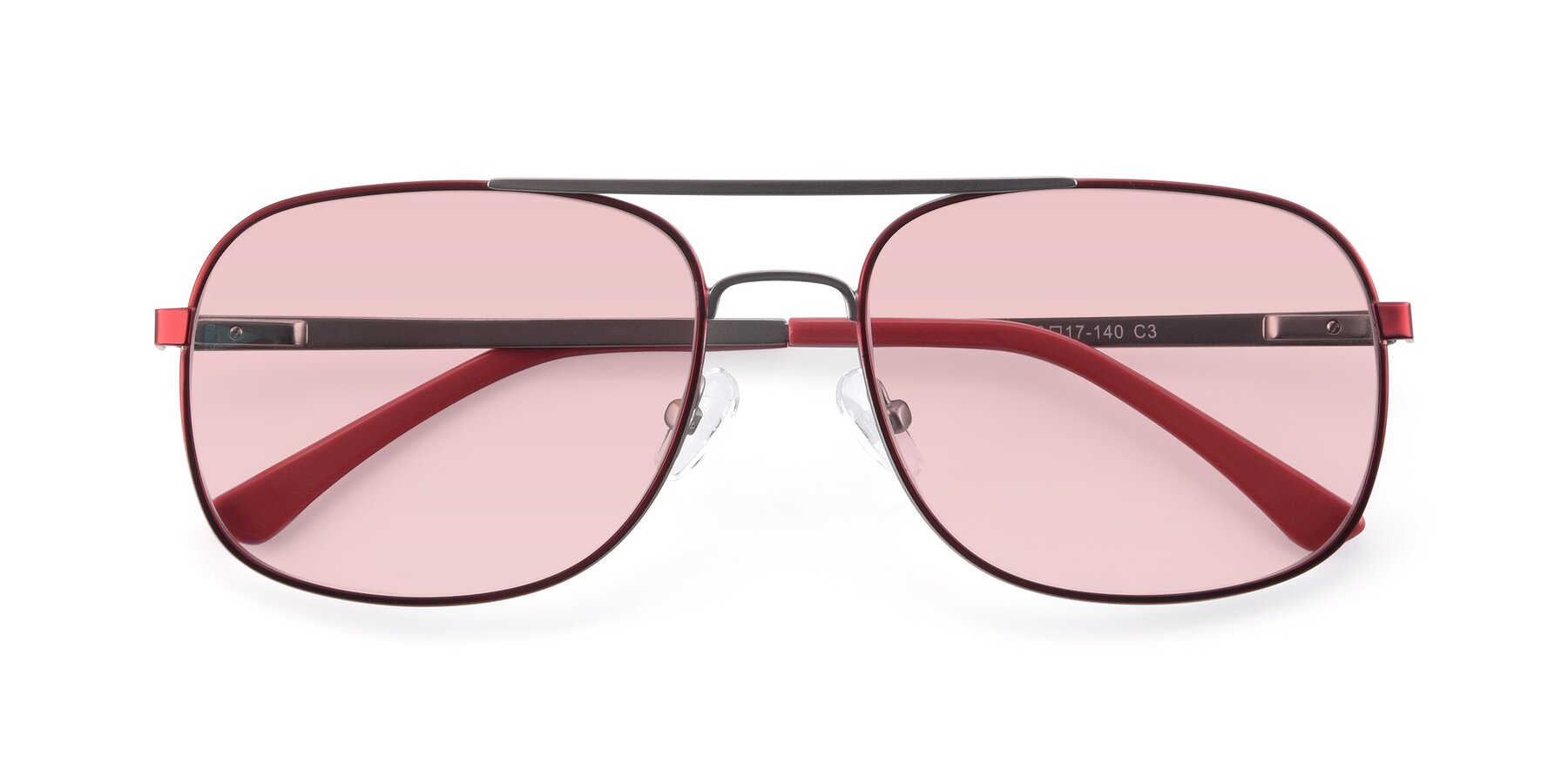 Folded Front of 9487 in Wine-Silver with Light Garnet Tinted Lenses