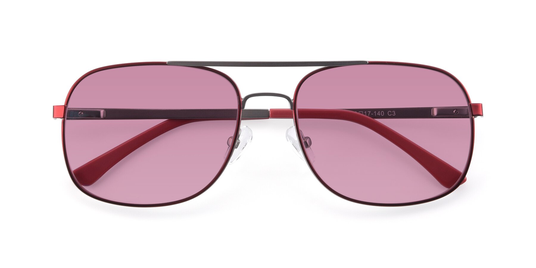 Folded Front of 9487 in Wine-Silver with Medium Wine Tinted Lenses