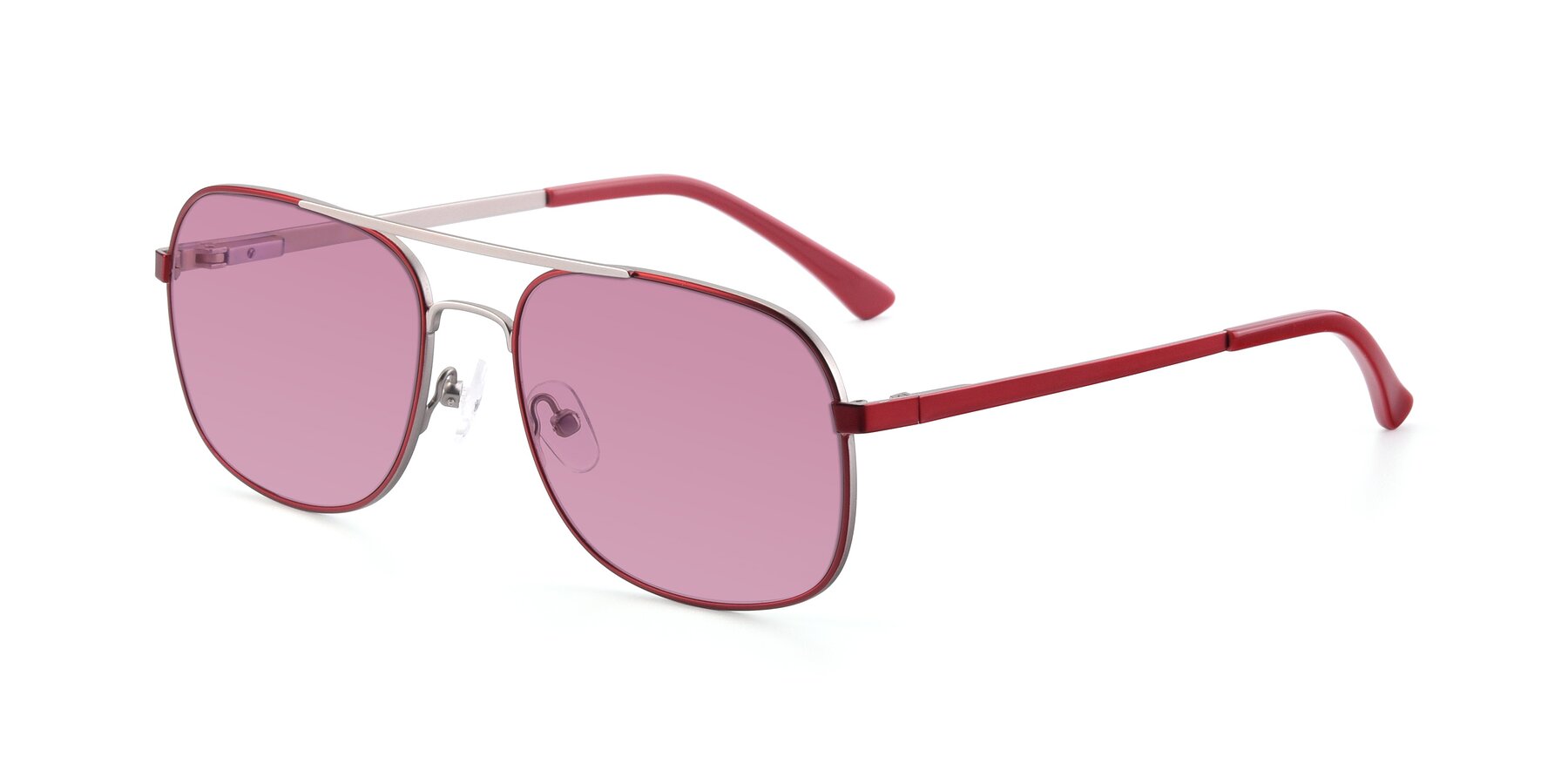 Angle of 9487 in Wine-Silver with Medium Wine Tinted Lenses