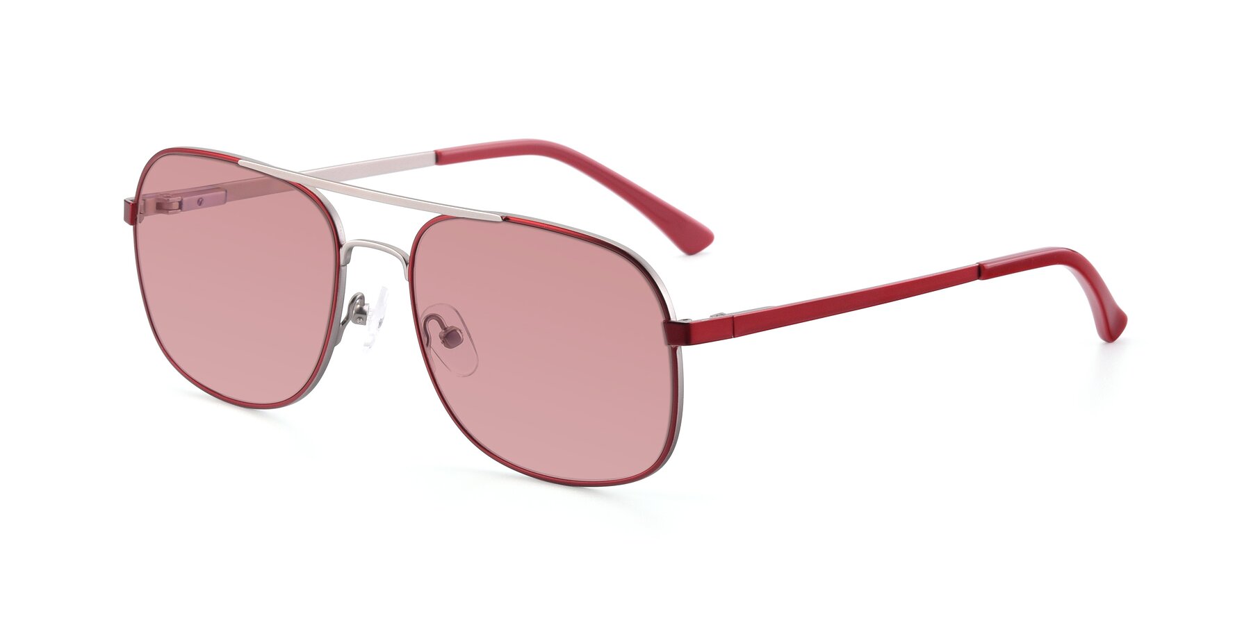 Angle of 9487 in Wine-Silver with Medium Garnet Tinted Lenses