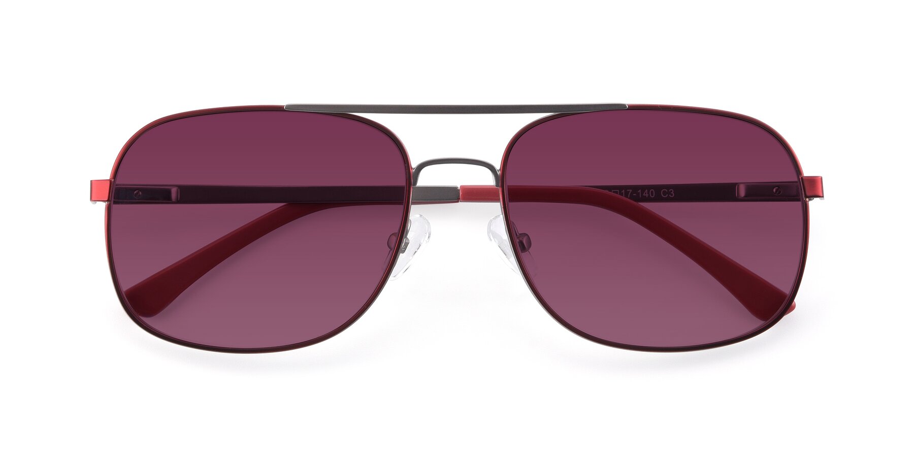 Folded Front of 9487 in Wine-Silver with Wine Tinted Lenses