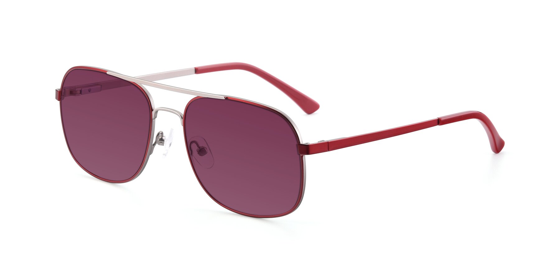 Angle of 9487 in Wine-Silver with Wine Tinted Lenses